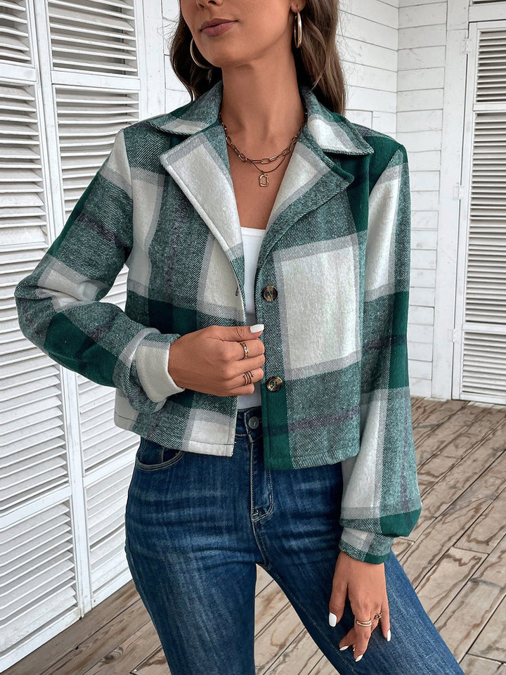 Drune | Karierte Knopfleiste Jacke - Klassisches Muster - Leichte Polyester Mischung - Lässiger Schicht-Look