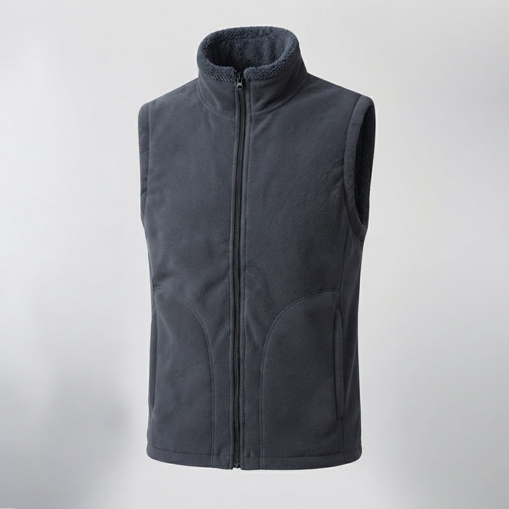 Herren Warme Thermo-Fleeceweste mit Sherpa-Innenfutter, Stehkragen und verdeckten Eingrifftaschen Drune