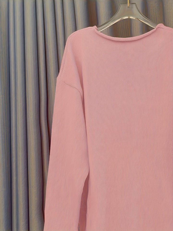 Drune | Damen Oversize-Pullover mit V-Ausschnitt & Muster