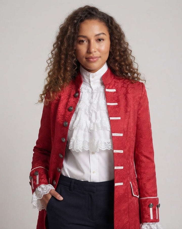Damen Elegantes Rüschenshirt mit dekorativen Spitzen-Ausschnitten Drune