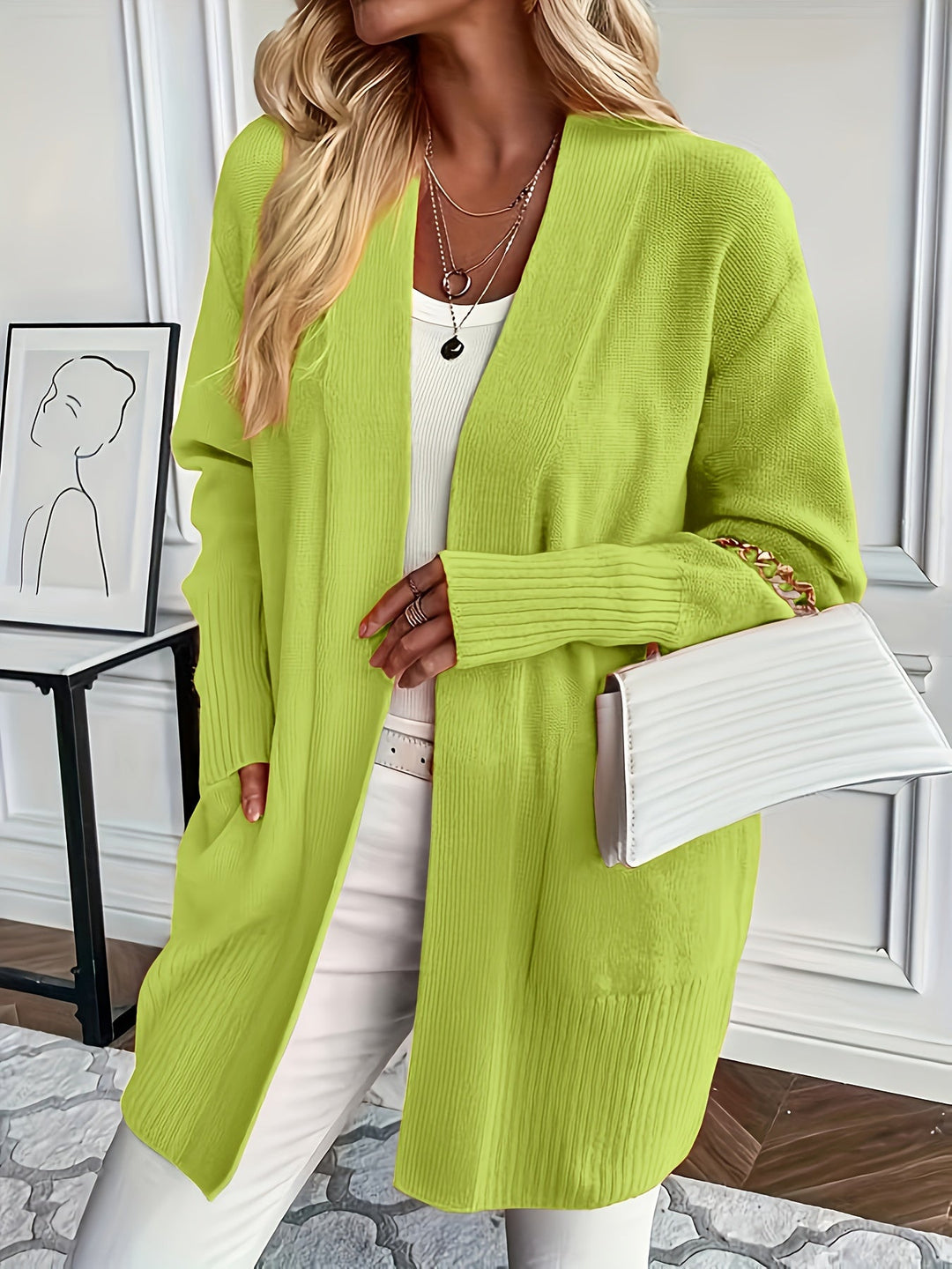 Drune | Strickwaren-Woll-Cardigan mit Tasche für Damen - Perfekt für den Alltag