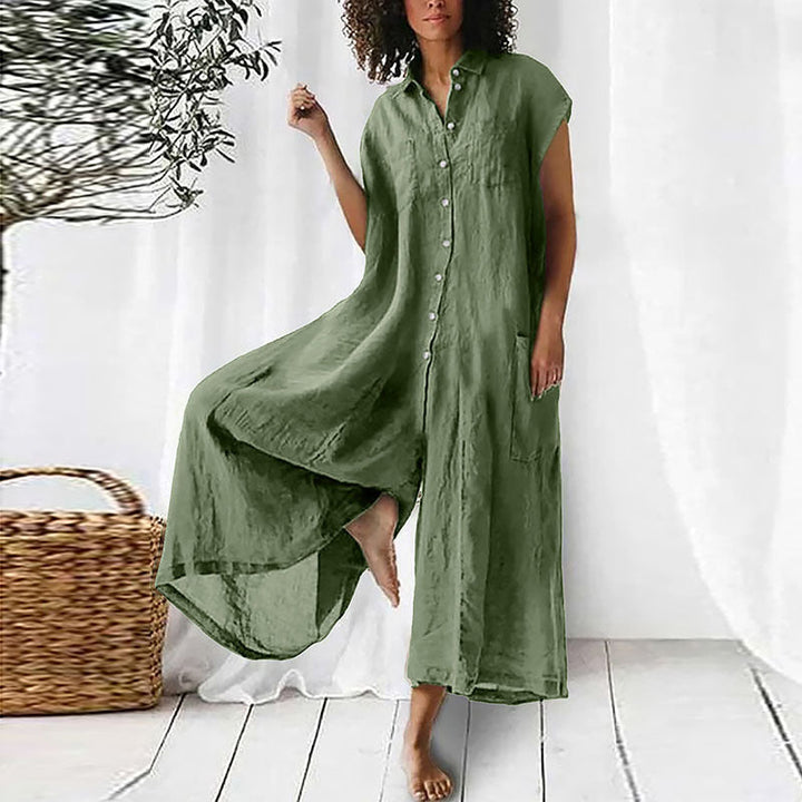 Drune | Super Stylischer Leinen Jumpsuit Für Damen