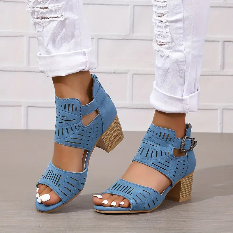 Drune | Damen Sandalen Mit Klobigen Absätzen