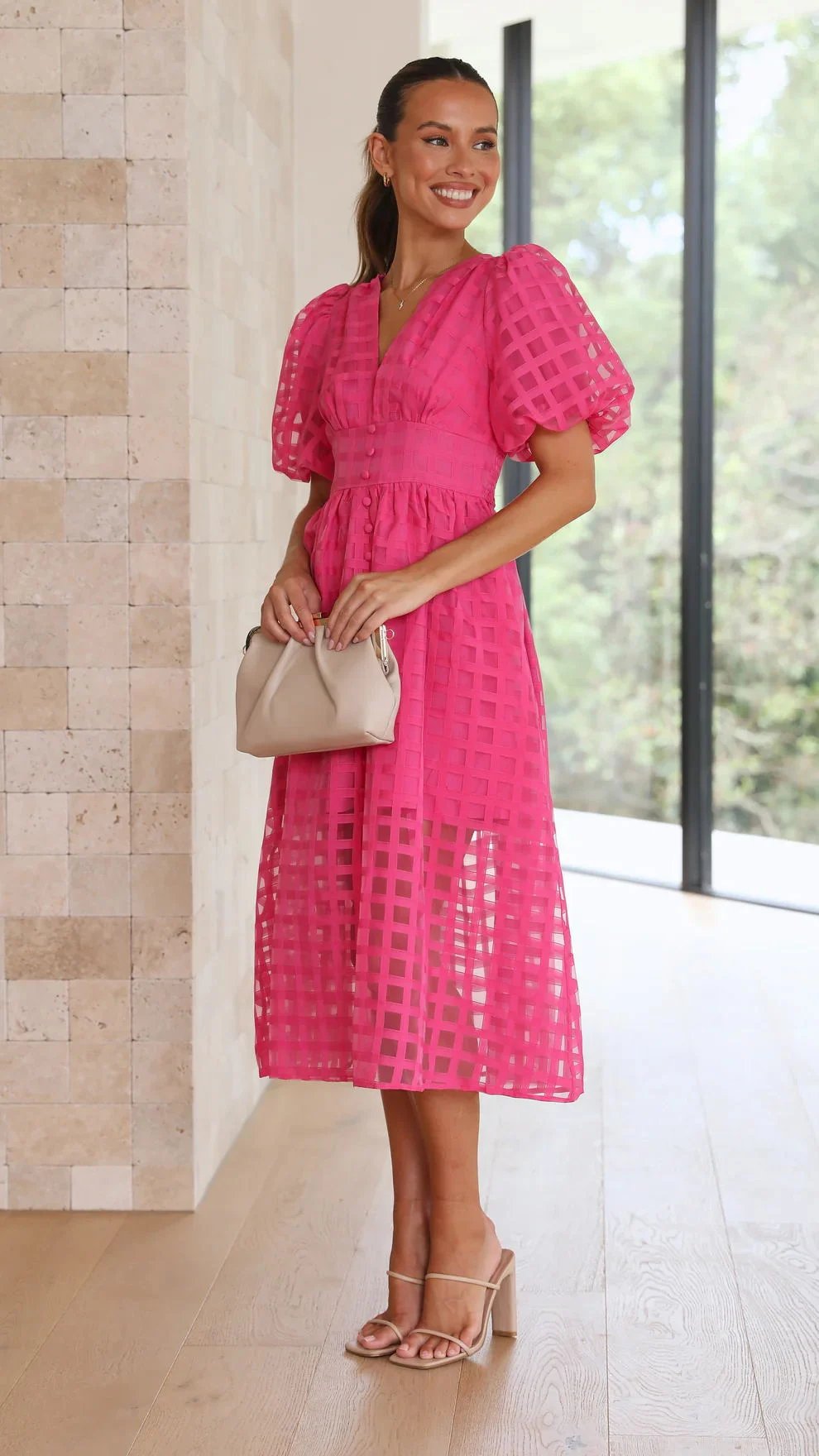 Drune | Midikleid mit Puffärmeln