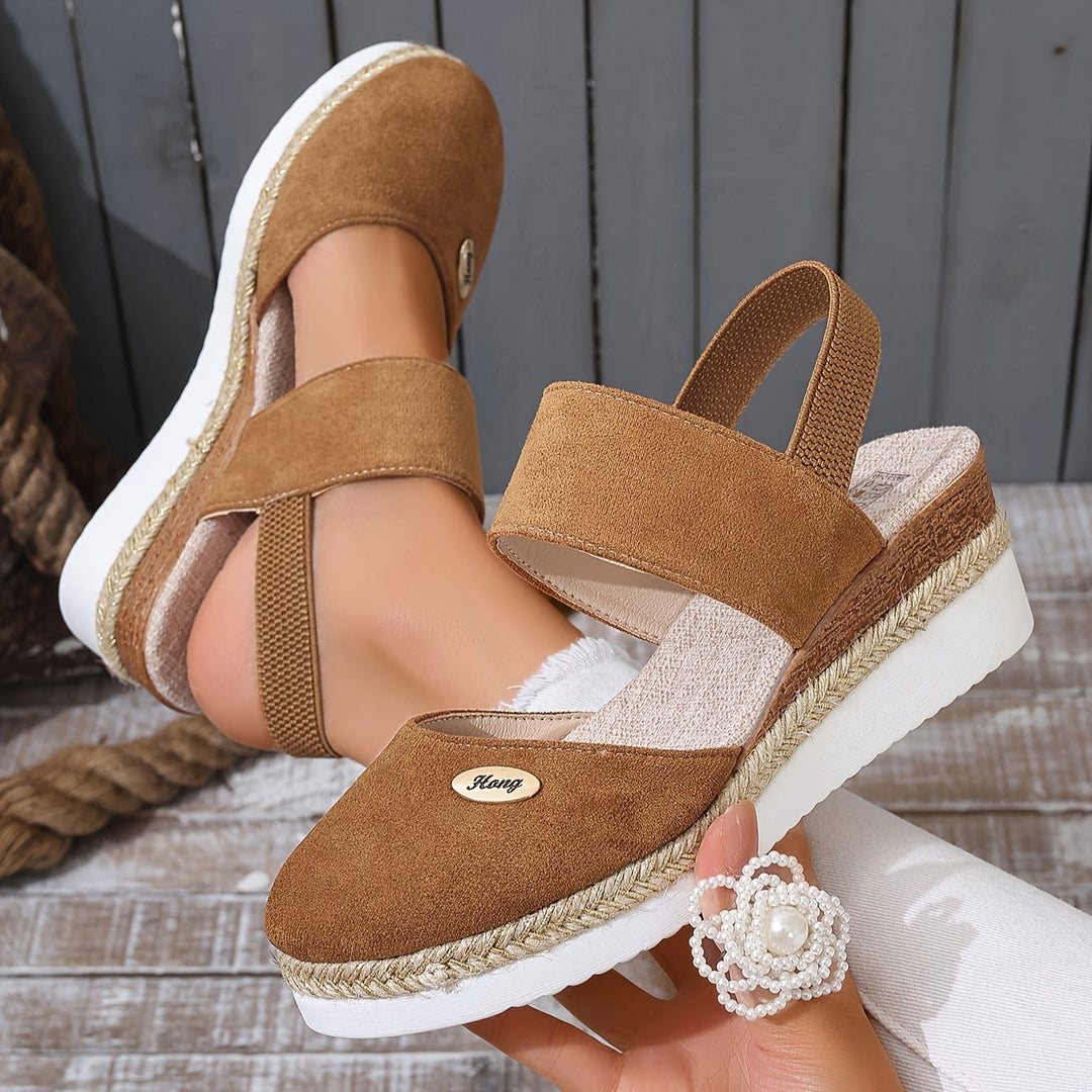 Drune | Damen Sandalen Auf Plattform: Rutschfest, Geschlossene Zehe, Elastischer Riemen