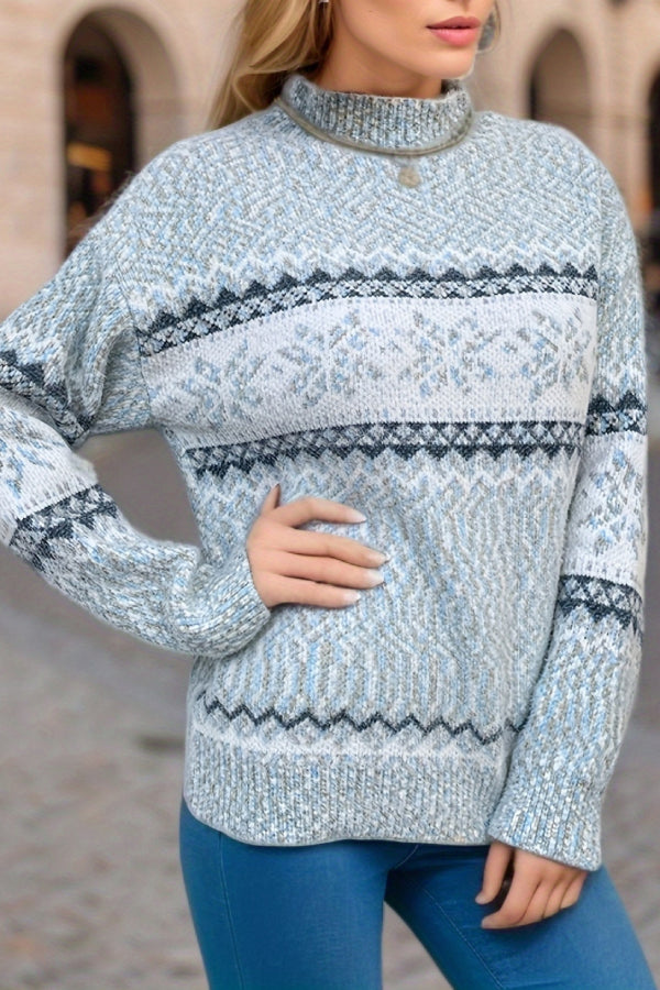 Drune | Schicker Weihnachts-Turtleneck mit Schneeflockenpullover