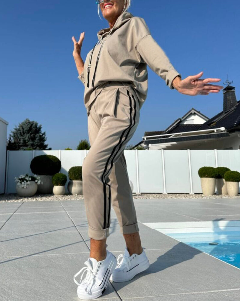 Drune | Zweiteilige Satz mit Damen Kapuzen Sweatshirt und Hosen
