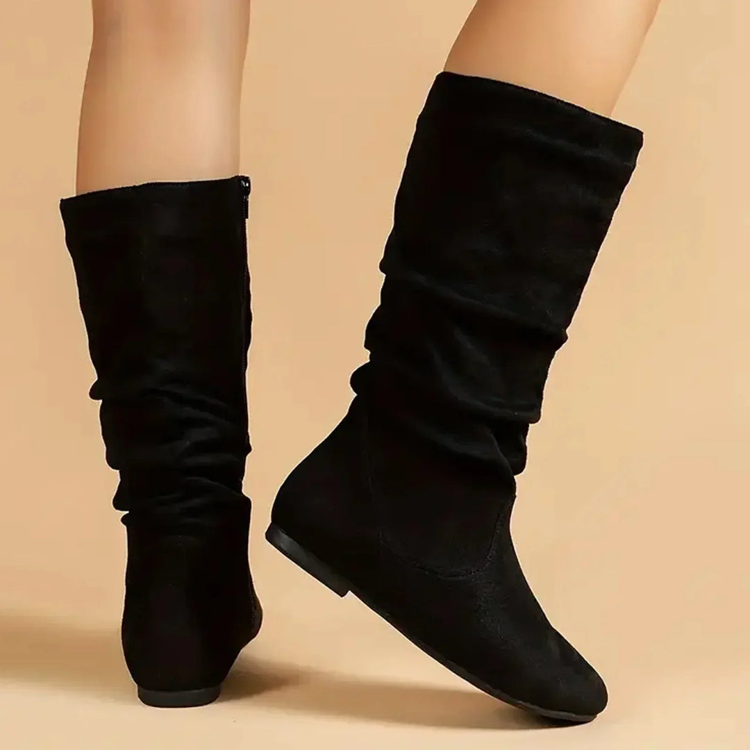Drune | Wildleder Stiefeletten Bis Zur Wade mit Seitlichem Reißverschluss