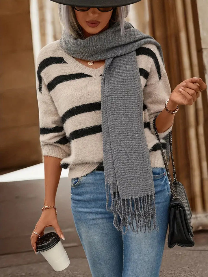 Drune | Stylish striped knit sweater for women