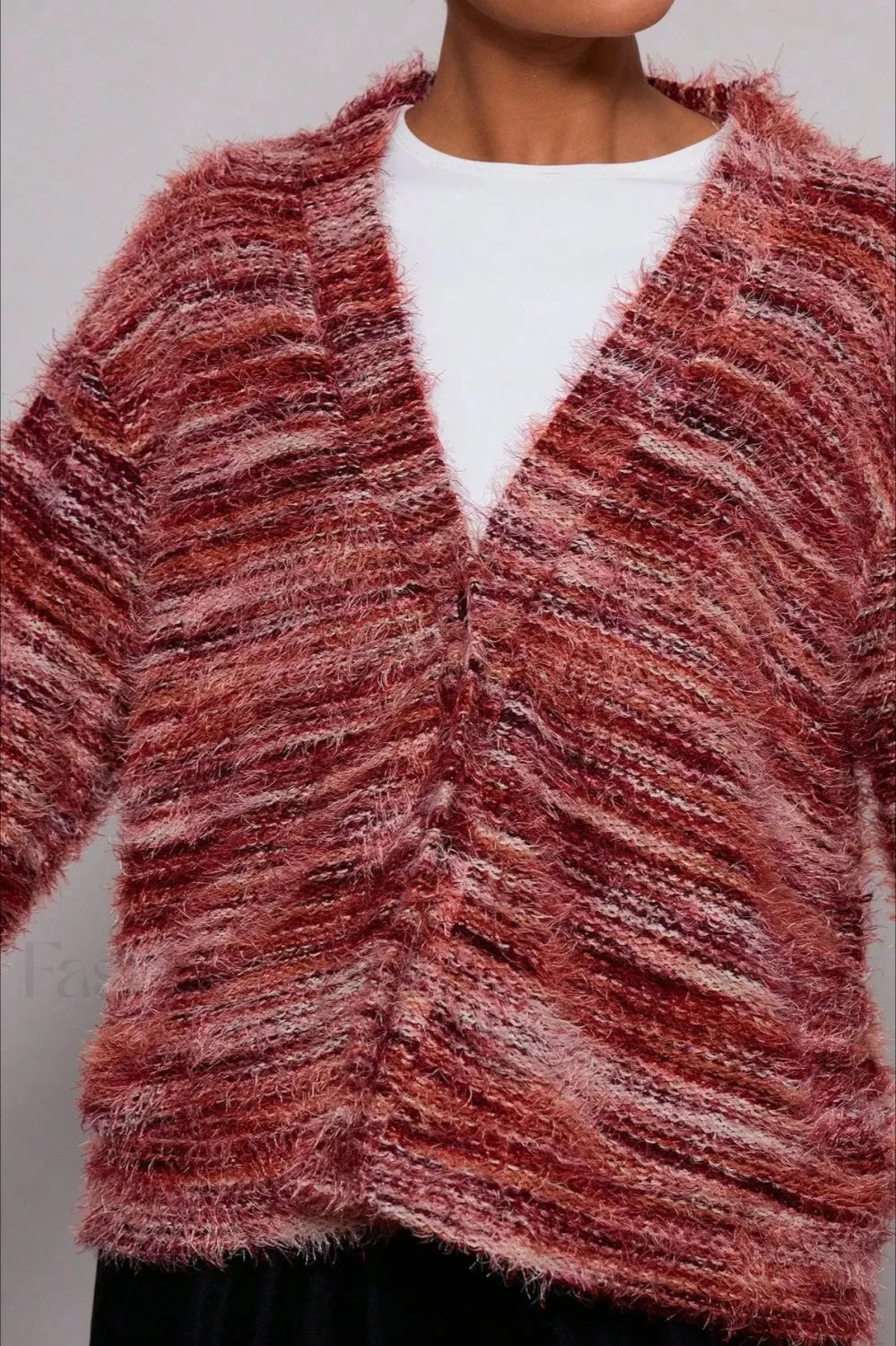 Drune | Vintage-gestreifte V-Ausschnitt-Strickjacke