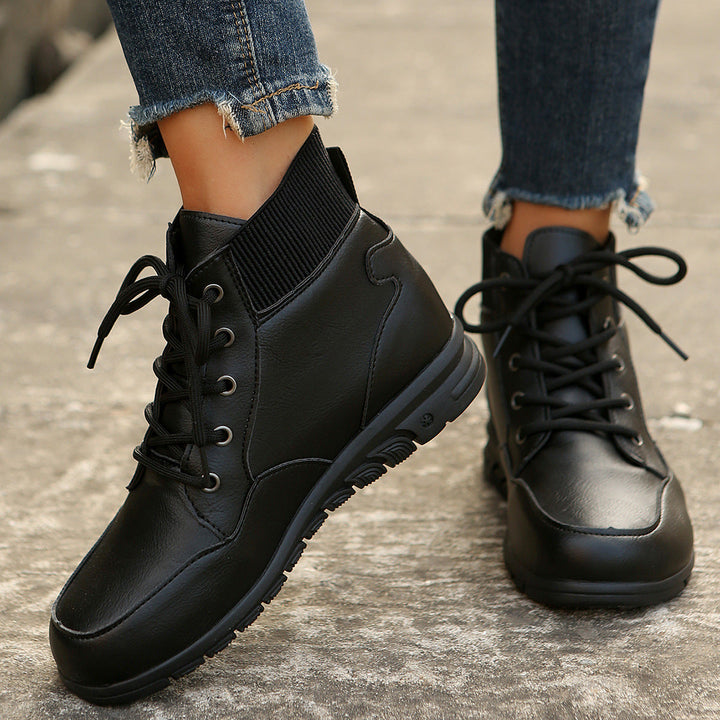Drune | Damen Schnürstiefel - robuste Stiefeletten mit elastischem Bund und rutschfester Sohle