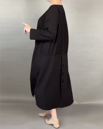 Drune | Plus Size Kleid mit Knöpfen in Unifarbe