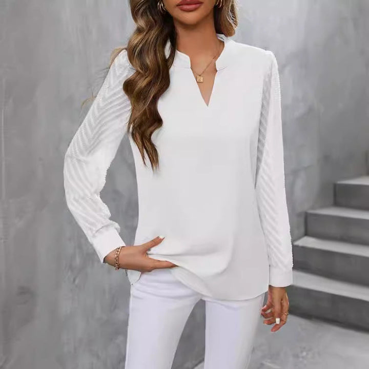 Drune | Elegantes Chiffon Top Mit V-ausschnitt