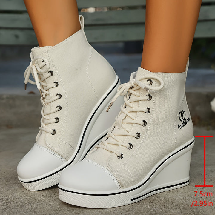 Drune | Einfache Canvas Stiefeletten Mit Liebesmotiv