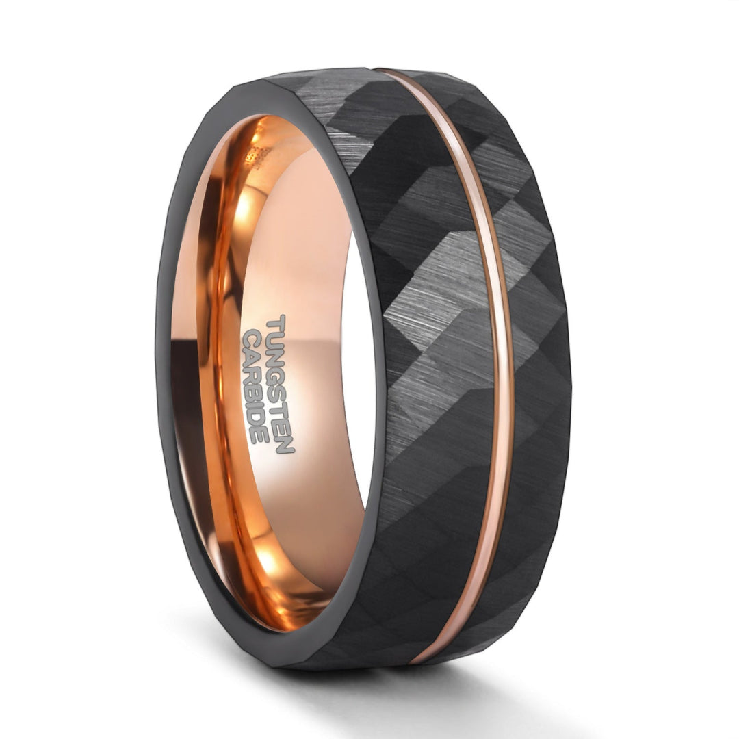 Drune - 8mm Edelstein Ring mit Turmalin Gefertigt aus Schwarzem Druneramkarbid