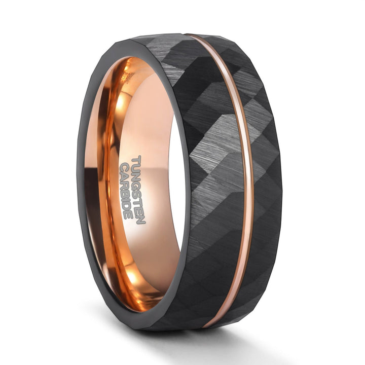 Drune - 8mm Edelstein Ring mit Turmalin Gefertigt aus Schwarzem Druneramkarbid