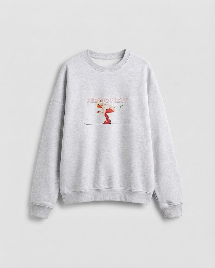 Damen Oversize-Sweatshirt mit Ski-Print und entspannter Dropped-Shoulder-Silhouette Drune