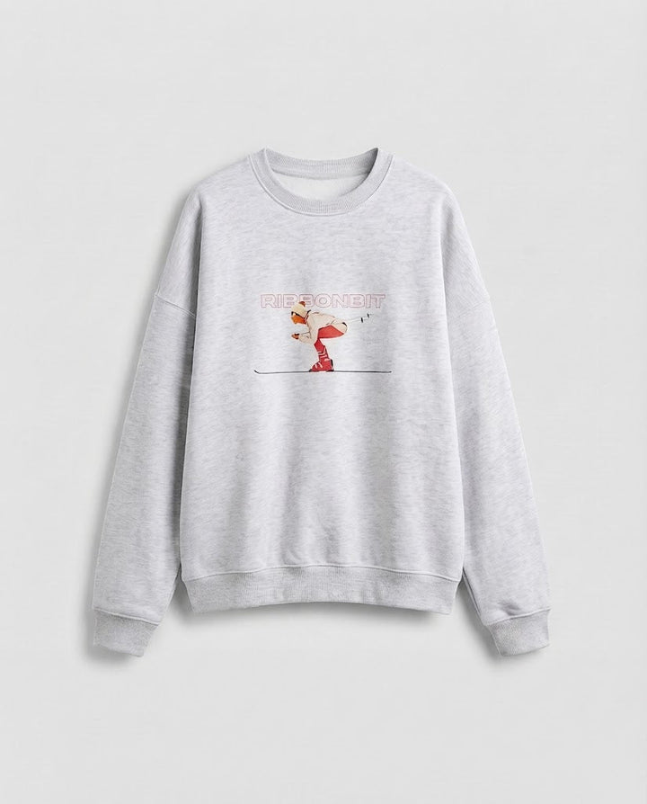 Damen Oversize-Sweatshirt mit Ski-Print und entspannter Dropped-Shoulder-Silhouette Drune