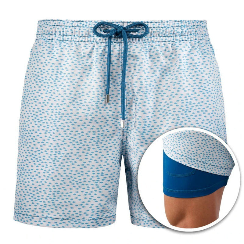 Drune | Bedruckte Herren Badeshorts Mit Doppelter Schicht Für Den Sommer