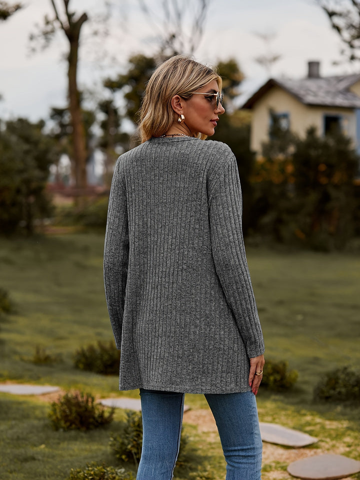 Drune Warmer Gerippter Baumwolle Strickcardigan Für Damen | Perfekt Für Lässige Tage