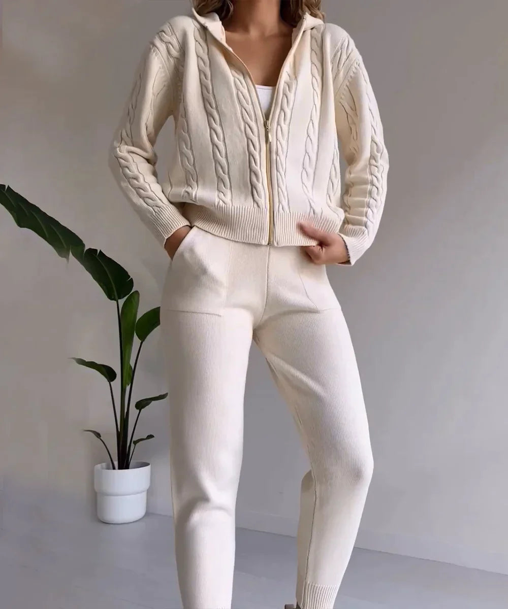 Drune | Satz Aus Twist Jacquard Pullover und Strickjacke