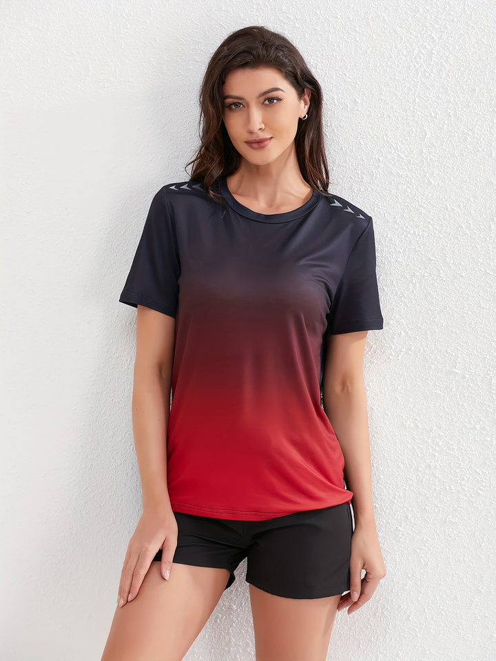 Drune | Damen Ombre Sport T-shirt Mit Kurzen Ärmeln