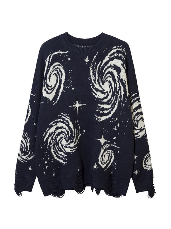 Drune | Farbe Vintage Druck Zerrissene Sweatshirt