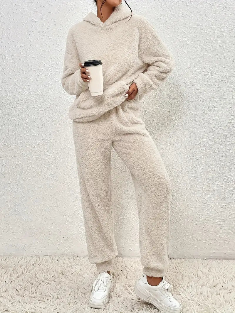 Drune | Damen Fleece Teddy Zweiteiliges Set