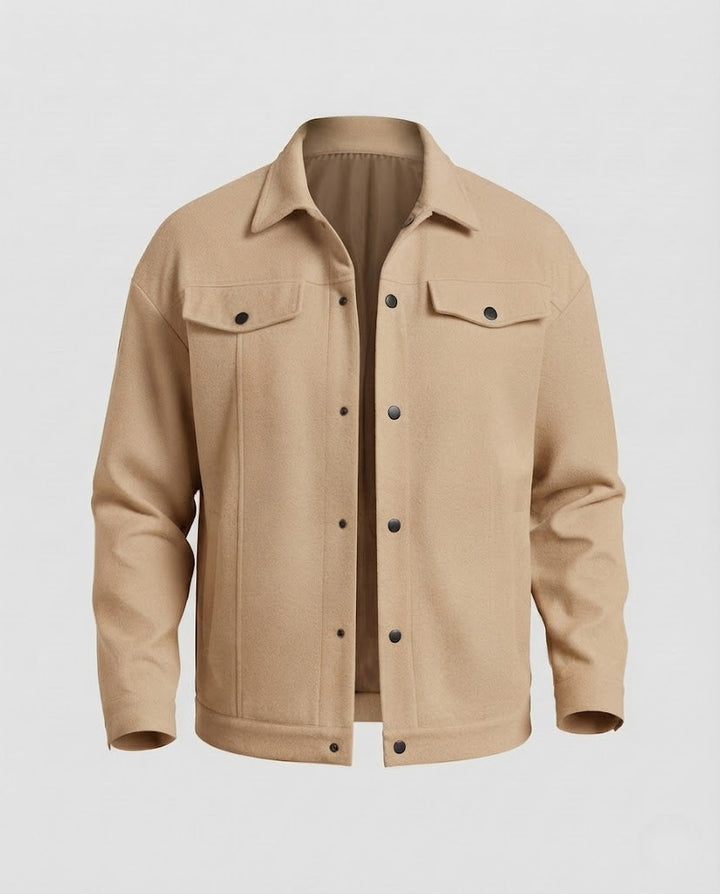 Herren Overshirt-Jacke aus Wollmix mit Druckknöpfen und aufgesetzten Brusttaschen Drune