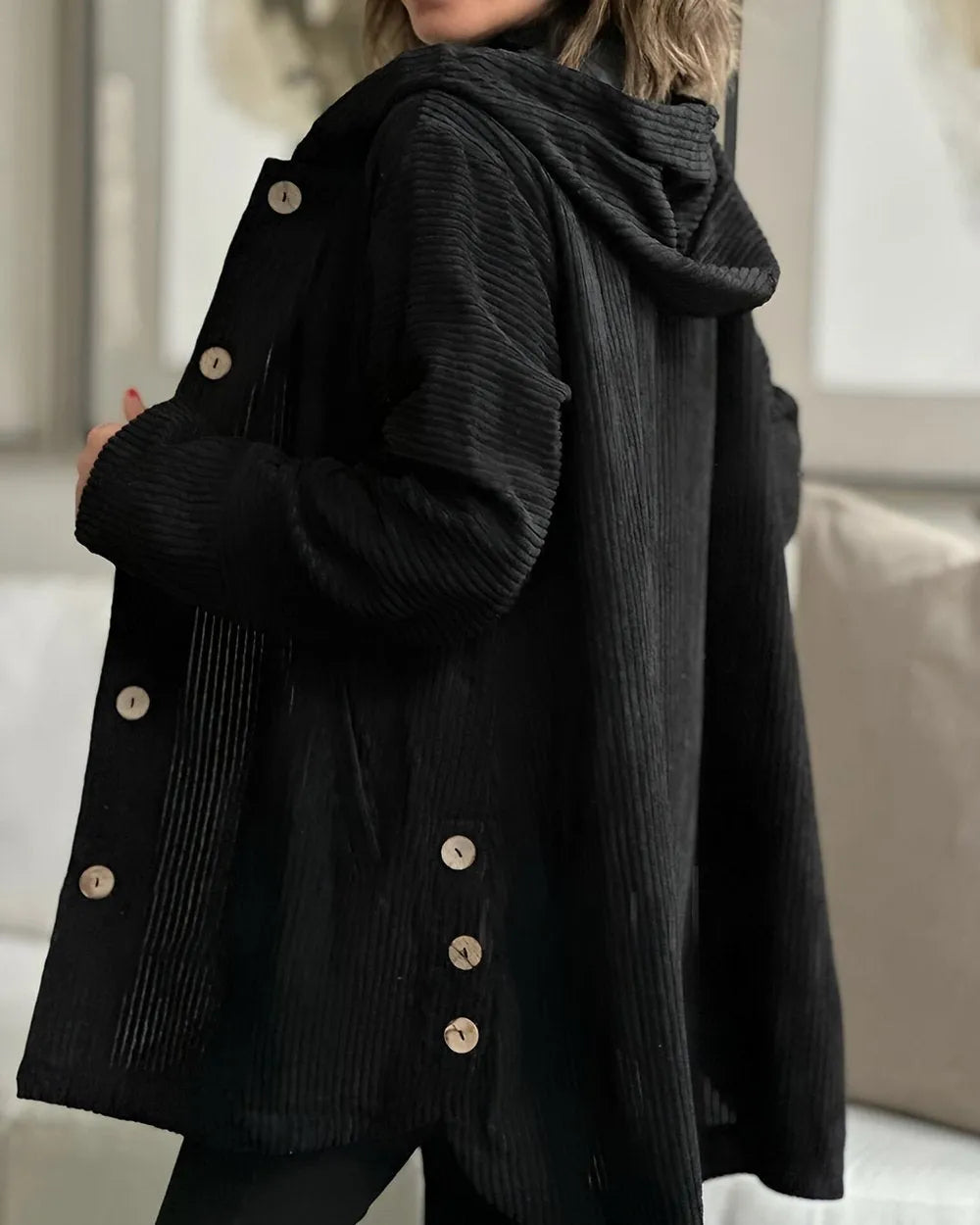 Drune | Lässige Cordjacke mit Kapuze für Damen