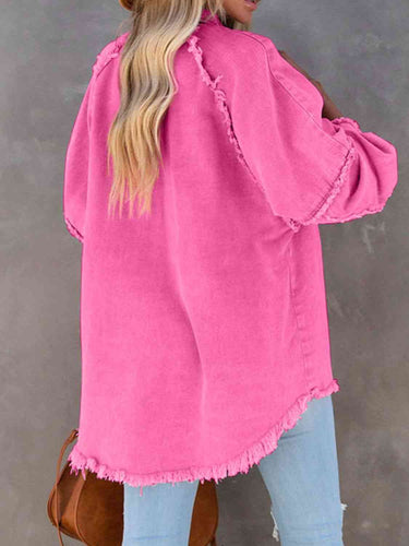 Drune | Button Down Raw Hem Denim Jacke