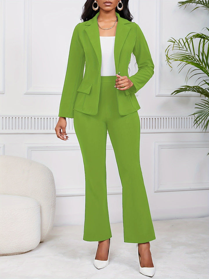 Drune | Damen Hosenanzug - Business Blazer mit Schlaghose im modernen Zweiteiler-Design