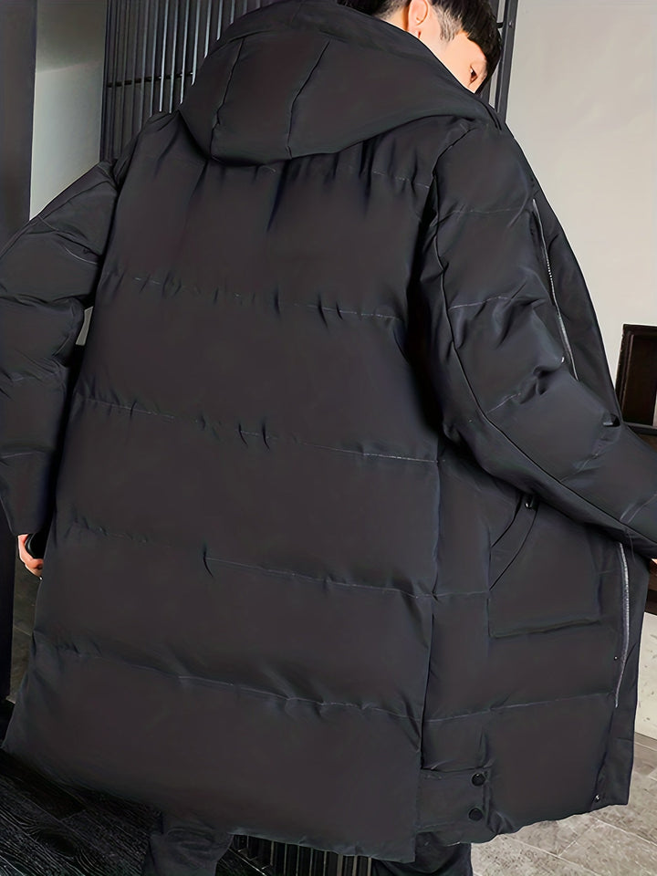 Drune |  Mittellange Kapuzen-Übermantel-Winterjacke Für Herren - Perfekt für Outdoor-Aktivitäten