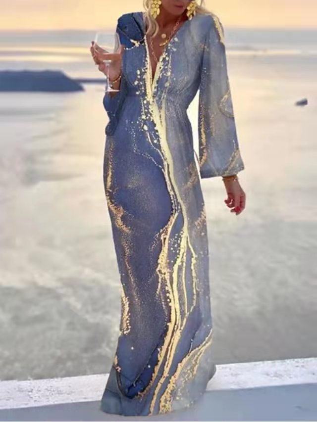 Drune | V-ausschnitt Chiffon Ärmel Taillierung Strandrock