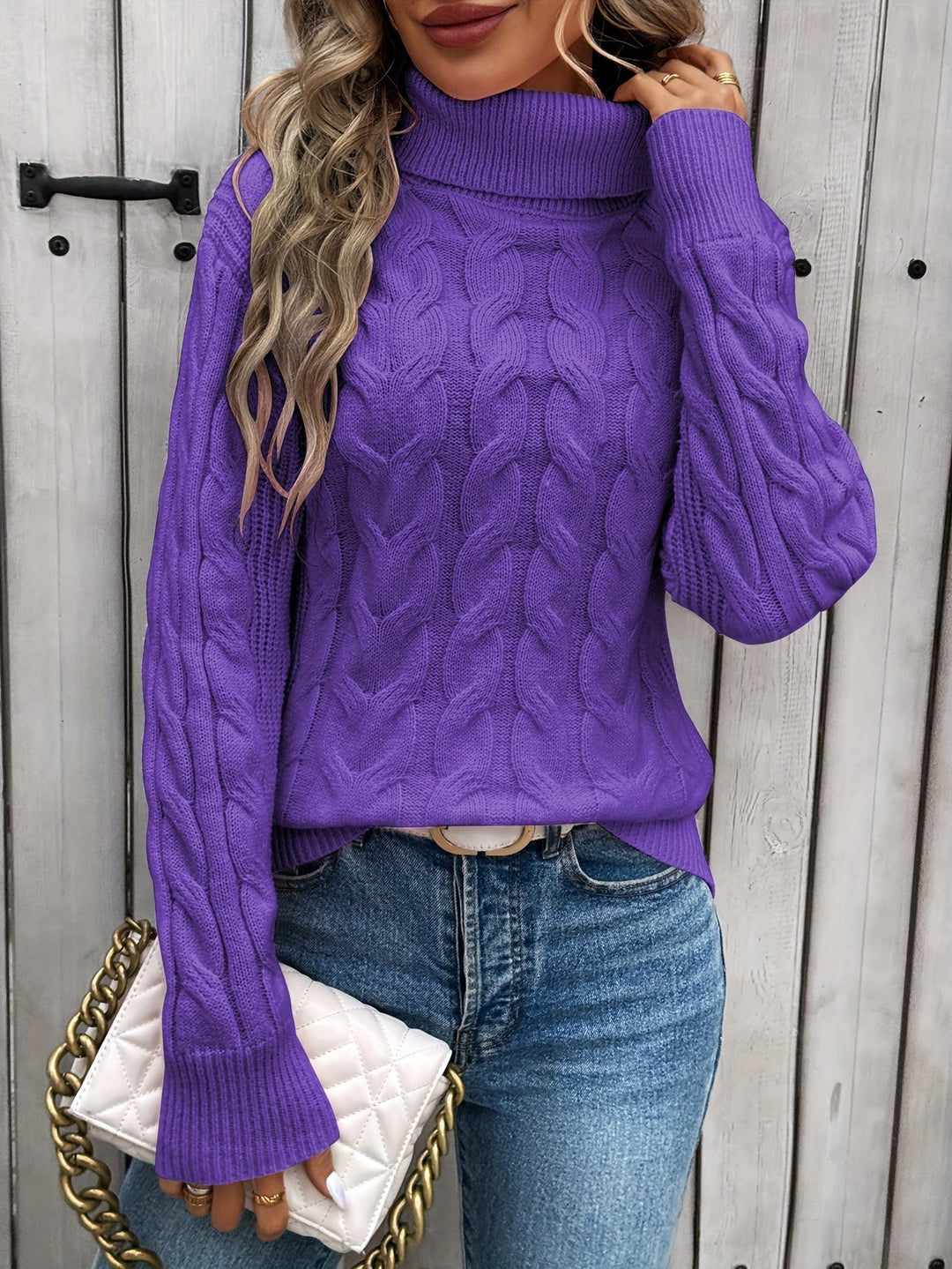 Drune | Warmer und eleganter Strickpullover mit Zopfmuster für Frauen