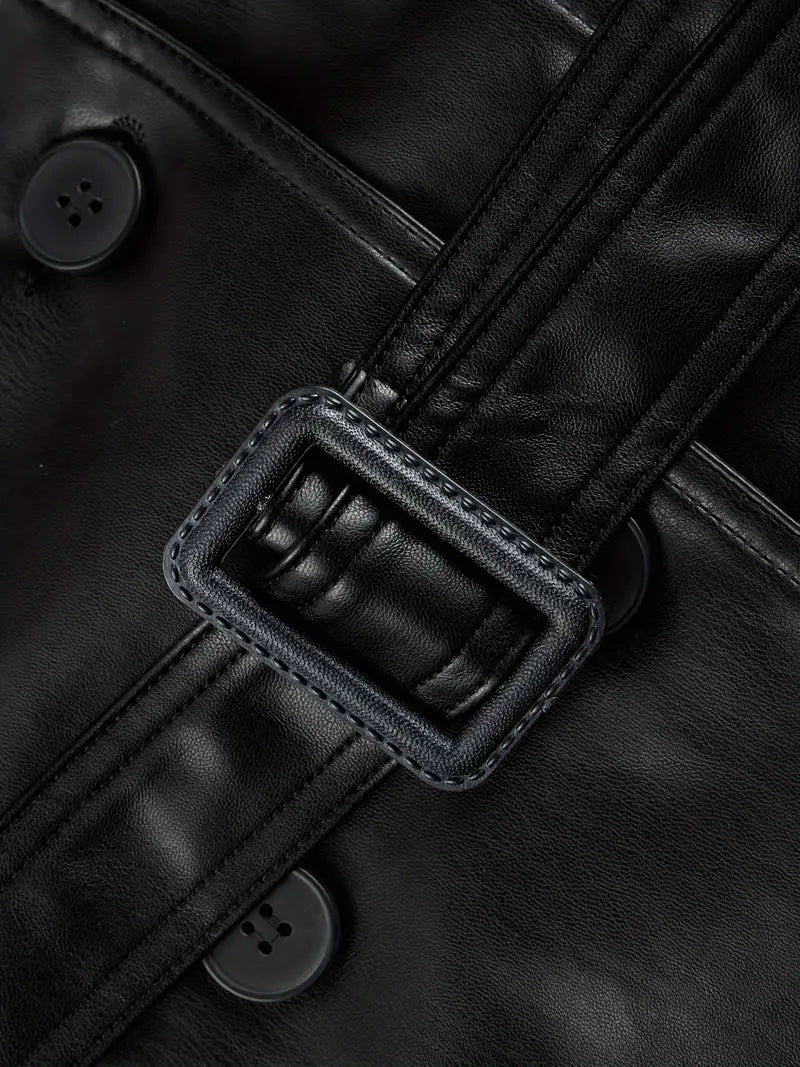 Drune | Trenchcoat - stilvolle lange schwarze Damenjacke