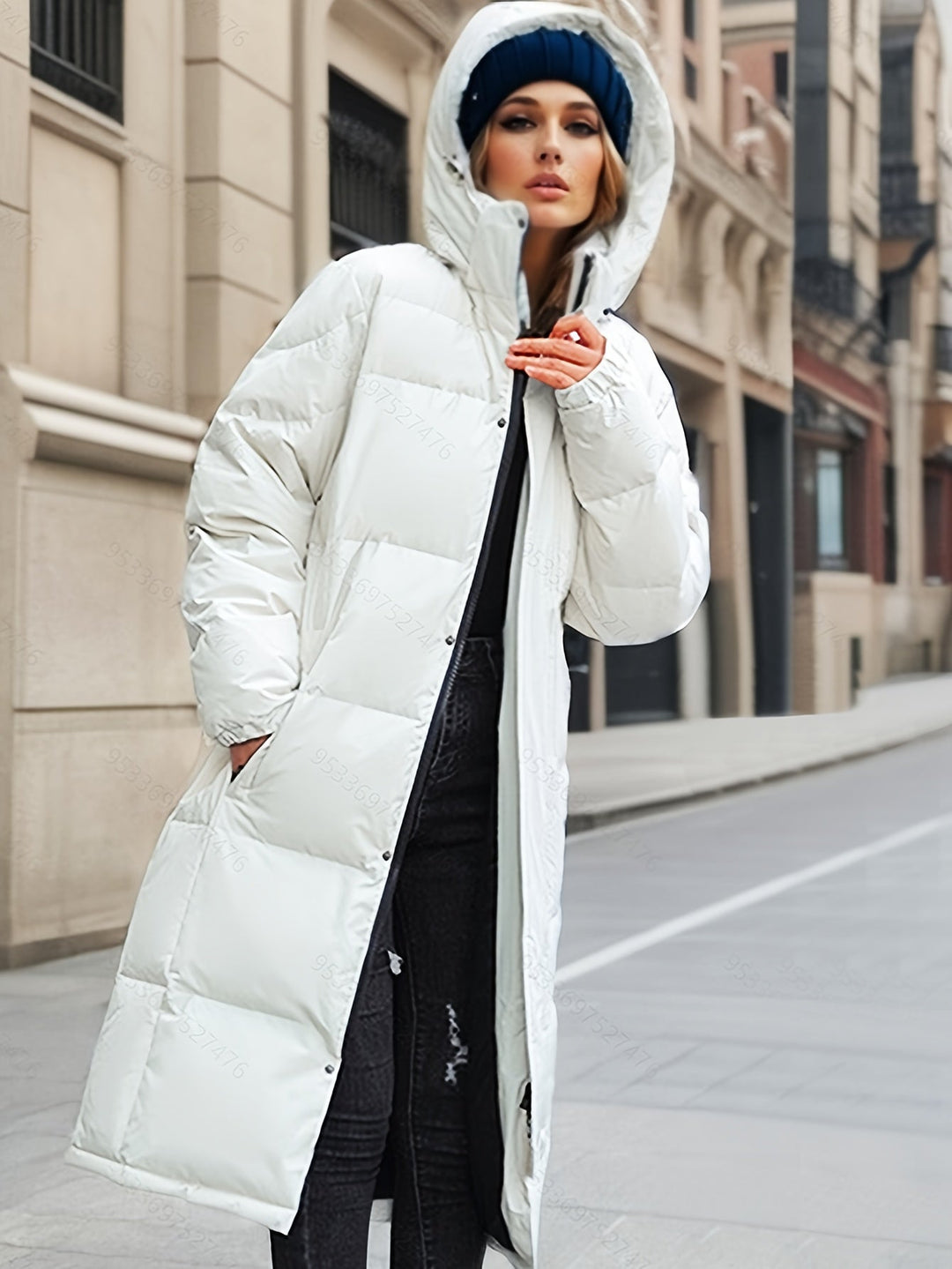Drune | Stylischer Puffer langer Wintermantel mit Kapuze und Polsterung perfekt für Outdoor-Aktivitäten