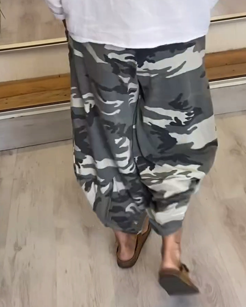 Drune | Hose mit Camouflage Print und Tasche