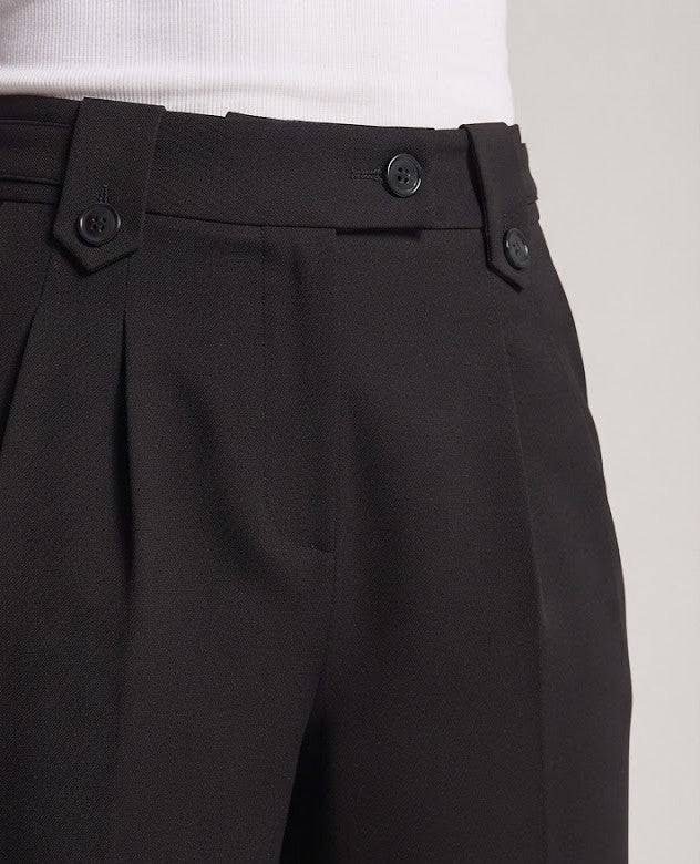 Damen Hochtaillierte weite Bundfaltenhose mit verkürzter Länge Drune