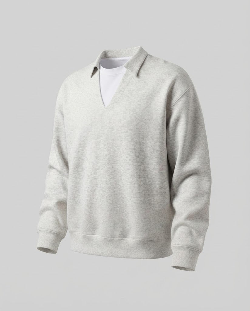 Damen Freizeit- und eleganter Sweatshirt mit Hemdkragen Drune