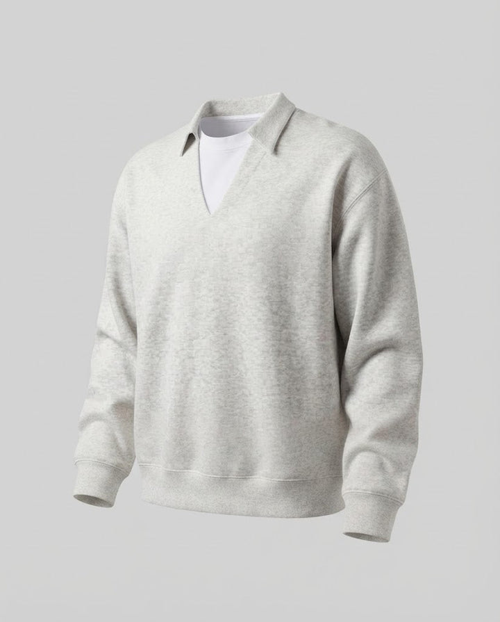 Damen Freizeit- und eleganter Sweatshirt mit Hemdkragen Drune