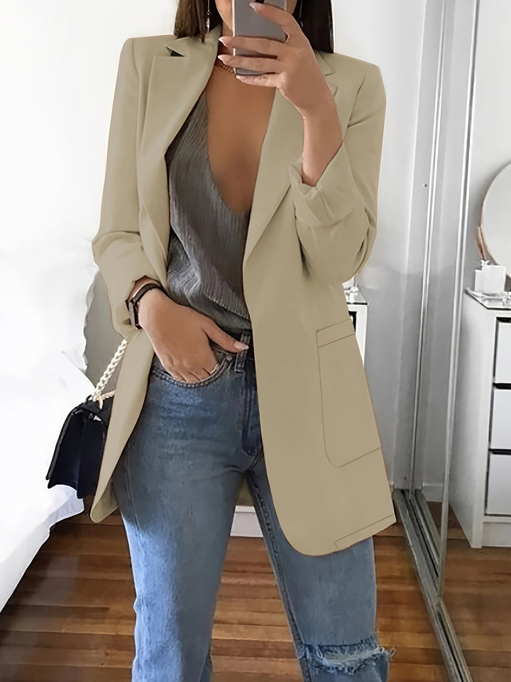 Drune | Eleganter Business-Einfarbiger Lange Blazer mit Reversideal für alle Jahreszeiten