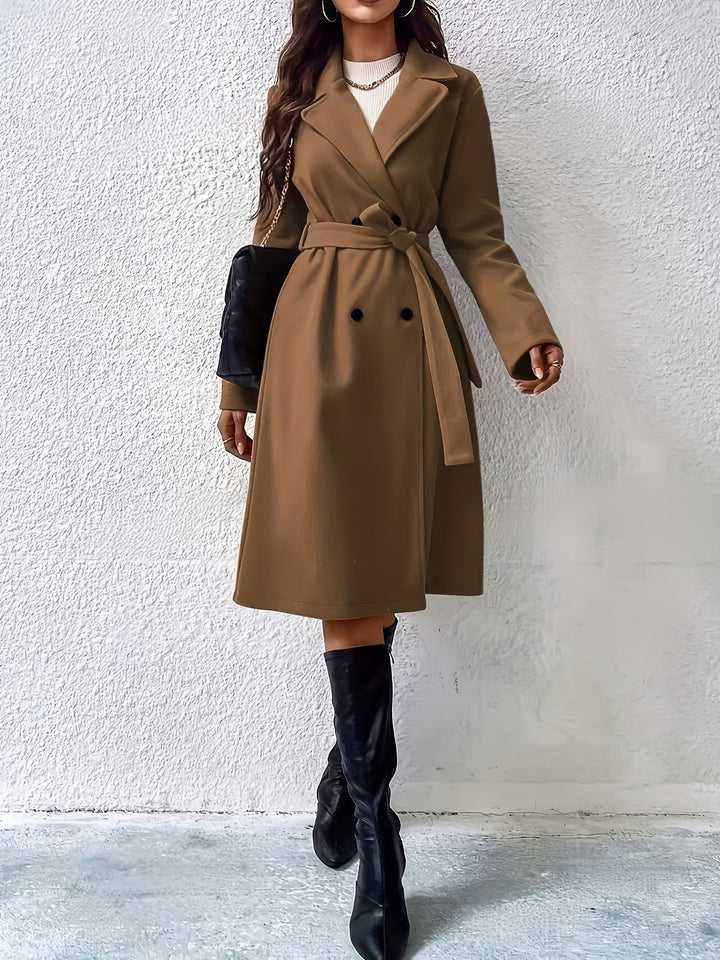 Drune | Trenchcoat mit Gürtel und einfarbigem Polyestermaterial für Frauen Schicke Oberbekleidung für den alltäglichen Gebrauch