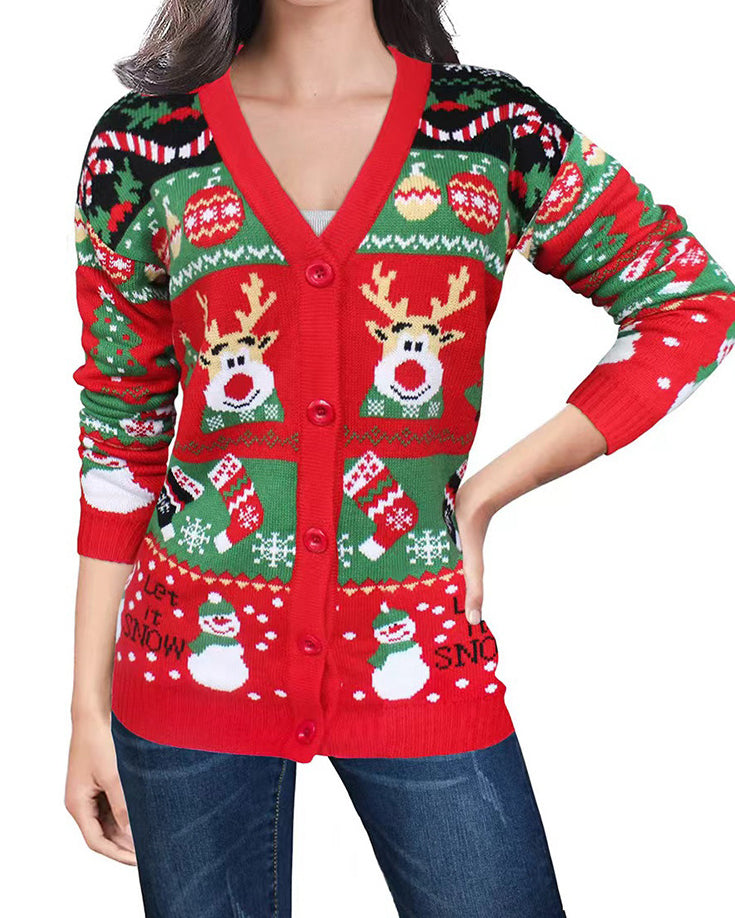 Drune | Lockere Strick Weihnachts Cardigan Pullover