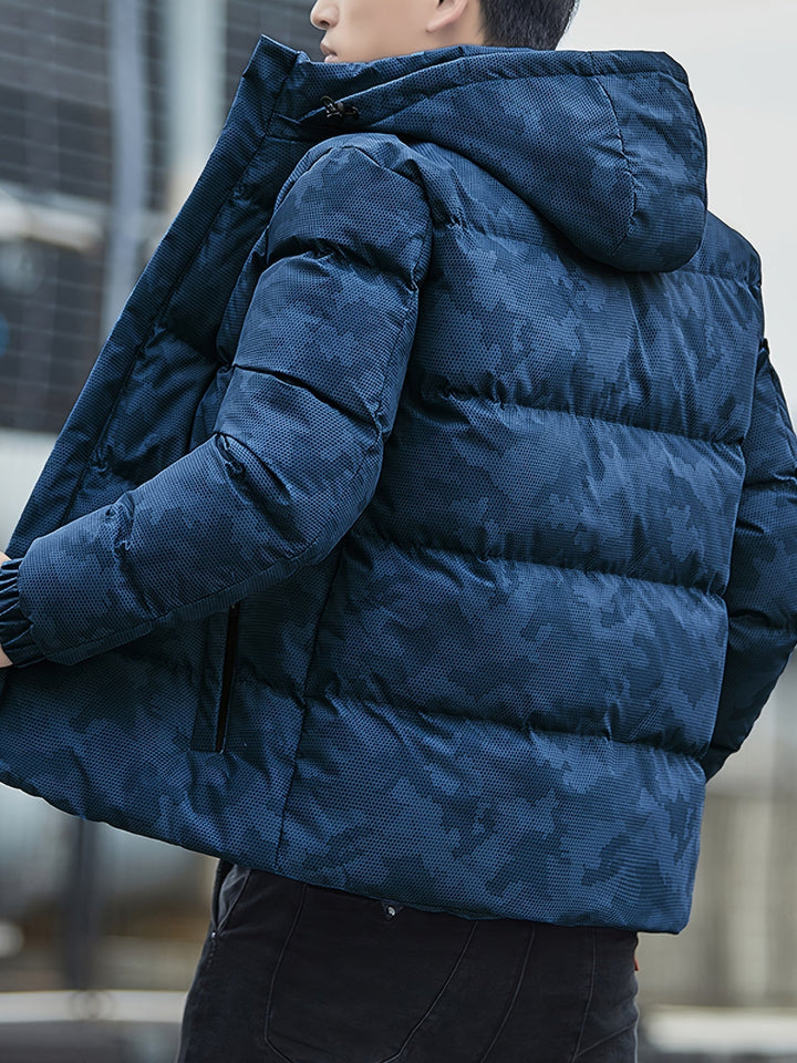 Drune |  Baumwoll Reißverschluss Gepolsterte Winterjacke Mit Abnehmbarer Kapuze Für Herren - Perfekt für Outdoor-Aktivitäten