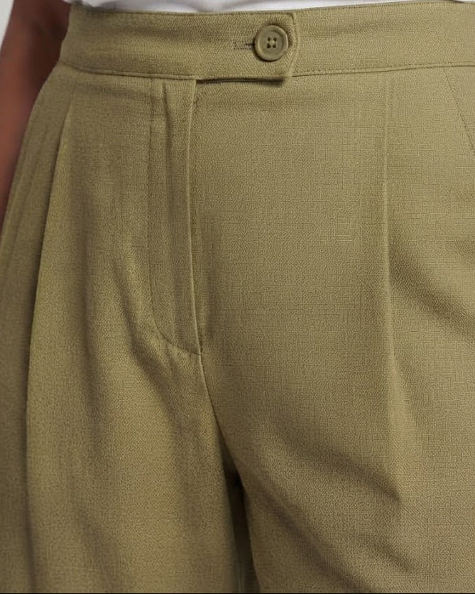Damen High-Waist Culotte-Hose mit weitem Bein und Bügelfalte Drune