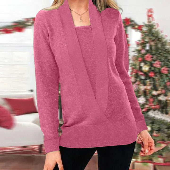 Drune | Fake Zwei Teile V-Ausschnitt Strickpullover
