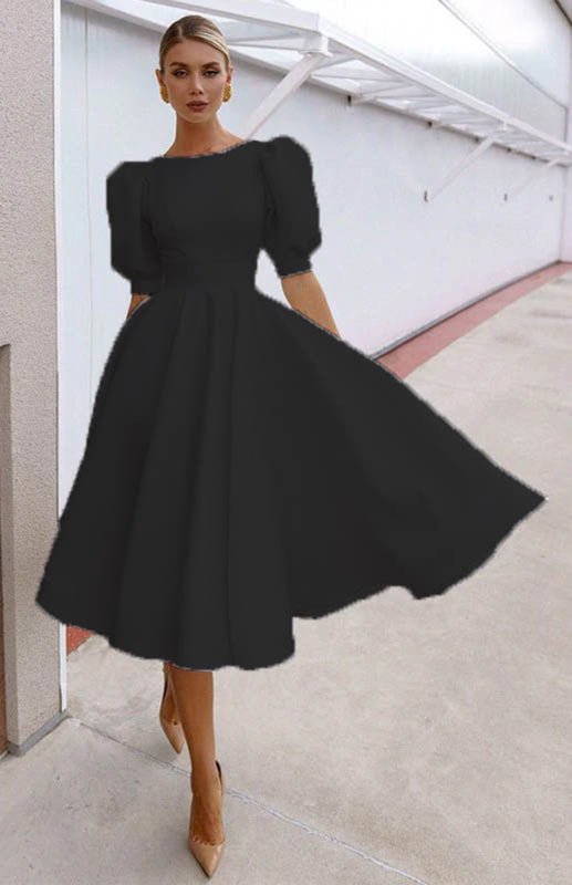 Drune | Fashion Solid Color Slim Fit Sexy Big Swing Dress