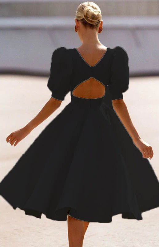 Drune | Fashion Solid Color Slim Fit Sexy Big Swing Dress