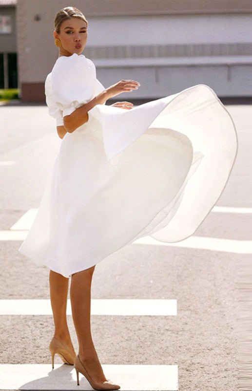 Drune | Fashion Solid Color Slim Fit Sexy Big Swing Dress